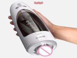 Pussy Sucking Male Masturbator Beads Squirming Penis Massager Masturbation Cup Artificial Vagina Sex Machine Sex Toys For Men C1902173821