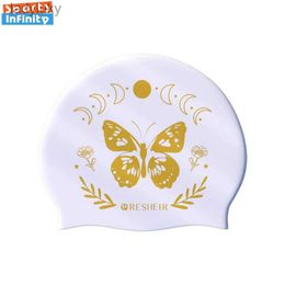 Swimming caps Print Silicone Swimming Caps for Women Waterproof Women Long Hair Exclusive Enlarged Swim Caps Swimming Hat Swimming Accessories L240126