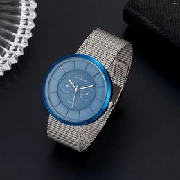 Wristwatches 2024 Women's Watch Mineral Glass Mirror Quartz Trendy Slim Design Round Dial Watches High Quality Fashion Watc