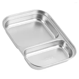 Dinnerware Sets Stainless Steel Dinner Plate Snack Portion Household Divided Rectangle Travel Sauce Dish Plates