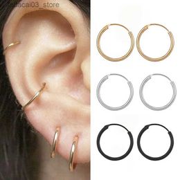 Stud 2021 New Vintage Rose Gold Color Multiple Dangle Small Circle Hoop Earrings for Women Jewelry Steampunk Ear Clip Gift Q240125
