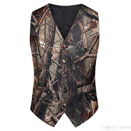 2020 White Camo Groom Vests Groom's Wedding Vest Formal Prom Party Vests For Men Groomsmen Attire Father Of Groom Suit Waistcoats Plus Size 306I