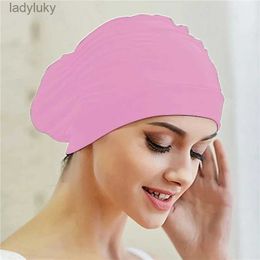 Swimming caps Women Swimming Hat Girls Long Hair Bathing Cap Swimming Cap Stretch Drape Free Size Swim Pool Sport Elastic TurbanL240125