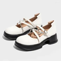 Dress Shoes String Bead Women Marie Janes 2024 Spring Mid Heels Fashion Lolita Elegant Pumps Zapatillas Mujer
