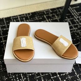 designer slides espadrilles women slippers flat shoes summer luxurys Canvas Sandals with box 512