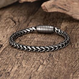 Link Bracelets Men's Korean Vintage Stainless Steel Bracelet Male Magnetic Buckle Punk Bangle For Boy Boyfriend Fashion Hand Chain Jewelry