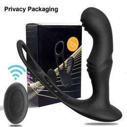 Sex toy massager Male Masturbator Prostate Massage Anal Vibrator Remote Control 10 Speed Delay Testicle Ring Stimulate Butt Toys for Man