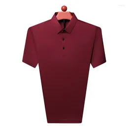 Men's Polos Men Short Sleeve Polo Tops For Summer Turndown Collar Solid Colour Business Smart Casual Male Fashion Clothing A7582