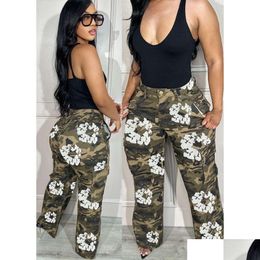 Women'S Pants & Capris Women Bucket Pants Spring And Autumn New Casual Camouflage Printed Work Style Straight Clothes Drop Delivery A Ot0Wq