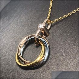 Pendant Necklaces Trinity Necklace For Women Designer Man Diamond 925 Sier Adjustable With Tail T0P Quality Highest Counter Brand Anni Dhb6T