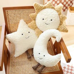 Adorable Smile Face Moon Star Sun Plushie Stuffed Cute Cartoon Weather Plush Toy for Kid Bedroom Decor Sofa Cushion Throw Pillow 240118