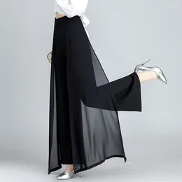 Women's Pants 2024 Casual Cool Loose Summer Loose-fitting Elastic High Waist Trouser Wide Leg Beach Skirt Chiffon L28