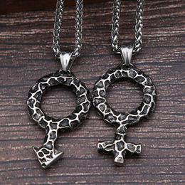 Pendant Necklaces Punk Hip Hop Men Women Gender Couple Symbol Necklace Fashion Retro Stainless Steel Chain Jewellery