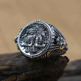 Vintage Egyptian Mythology Anubis Ring Men Ancient Egyptian Totem Ring Jewellery Golden/Silver Colour 14K White Gold Biker Ring Gift