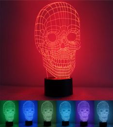 Skeleton night light usb power supply buttonstyle sevencolor led creative 3d home bedroom exhibition hall aisle atmosphere6353748