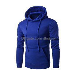 Men'S Hoodies Sweatshirts Pure Cotton Solid Mens Hooded Fleece Hoodie Sweatshirt Simple Brand Casual Men Long Sleeve M-Xxl Drop De Dhf2F