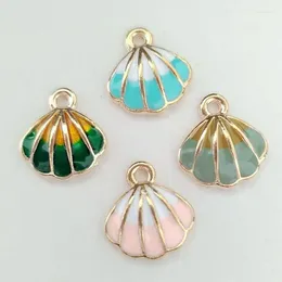 Pendant Necklaces 10PCS Ocean Shell Fan-shaped Alloy Enamel Colorful Fashion Charm DIY Necklace Earrings Bracelet Decoration Accessories