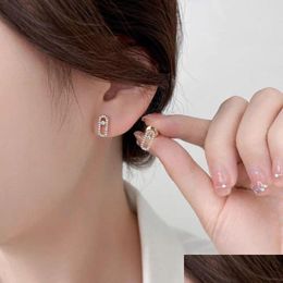 Stud South Korea S925 Sterling Sier Zircon Earrings For Women Smaller Exquisite Simple 2023 New Fashion Charm Jewelry Drop Delivery J Dhkzm