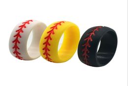 Anelli in silicone da baseball alla moda bianco giallo nero amanti delle coppie accessori di gioielli Anello sportivo per regali di San Valentino0396340356