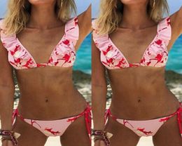 Sexy Women Print Bikini Set Bandage PushUp Padded Swimwear Swimsuit Bathing Brazilian Female Two Pieces Retro Swimsuits Biqunis9564970