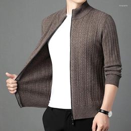 Men's Sweaters Wool Men Knitted Zippers Cardigan 2024 Man Pure Soft Warm Sweater Coat