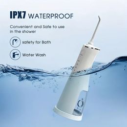 Teeth Whitening Dentistry Oral Irrigator Jet For Cleaning, USB Magnetic Base Rechargeable Irrigator Bag 8.45oz Water Tank Potent Dental Water Flosser 5 Modes IPX7.