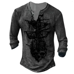 Men's T Shirts Vintage Shirt Mens Summer Fashion Casual Long Sleeve Tee Blouse Top Classic Y2k Clothes Retro Style