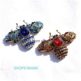 Pins Brooches Mti Color Bee Rhinestone Anti Gold Elegent Brooch Women Crystal Insect Pin Cor Ladies Party Garments Vintage Jewelry Dhyqf