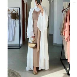 Ethnic Clothing Muslim Women Chiffon Open Abaya Kimono Long Maxi Dresses Turkey Cardigan Kaftan Eid Ramadan Islamic Femme Dubai Jalabiya