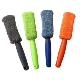 Portable Cleaning Brushes 28cm Microfiber Tyre Rim Brush Car Wheel Cleaner with Plastic Handle Home Cleaning Tool Q920
