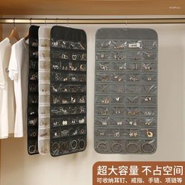 Storage Bags Jewellery Bag For Earrings And Necklace Double-Sided Display Rack Household Dust Collection Hanging 80 Gri