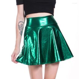 Skirts Club Solid Color Mini Women Pleated Elastic High Waist Spring Autumn Summer Party Silver Gold Black 2024 Fashion