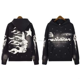 Fashion Clothing Luxury Designer Men's Sweatshirts Trendy Brand Hellstar High Street Ins Same Washed Old Mud Printed Hoodie Sweater For M 328