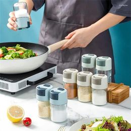 Storage Bottles Metering Salt Shaker Glass Metered Dispenser Press Type Quantitative Seasoning Bottle Can Spice