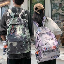 Backpack Student Schoolbag Korean Large-capacity Kawaii Graffiti Lightweight Travel Women Backpacks Boys And Girls Rucksack