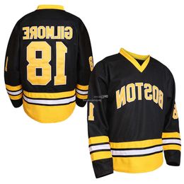 Mens Boston Happy Gilmore 18 Adam Sandler 1996 Movie Hockey Jersey Stitched IN STOCK Fast Shipping S-Xxxl 52