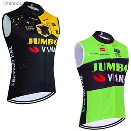 Men's Tank Tops New 2024 JUMBO Cycling Jersey Quick Dry UAE Team Bike Vest Windbreaker Men Summer Ropa Ciclismo Sleeveless Bicycle Jersey TshirtL240124