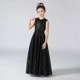 Girl Dresses Dideyttawl O-Neck Dress For A-Line Sequins Shiny Flower Sleeveless Kids Birthday Formal Princess Gowns