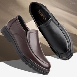 Dress Shoes Vintage Men Leather Slip On Business Casual Classic Soft Hombre Breathable Flats