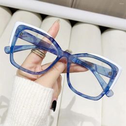 Sunglasses 2024 Square Cat Eye Women's Anti Blue Light Frame Fashion INS Trend Flat Mirror Optical Glasses