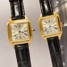 couple watch designer watches high quality mens quartz movement luxe ladies tank Crystal mirror cowhide strap