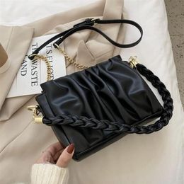 HBP Folds Design Small PU Leather Bags For Women Braided Shoulder Strap Crossbody Shoulder Handbags Travel Chain Hand Bag201r