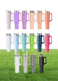 40oz stainless steel tumbler with handle lid straw large capacity beer mug water bottle outdoor camping cup vacuum insulated drink6346894