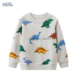 Hoodies Sweatshirts Little Maven Children's Clothing Kids Clothes Toddler Boys Outerwear Cartoon Dinosaurs Sweatshirt Spring Autumn Tops HoodiesL240125