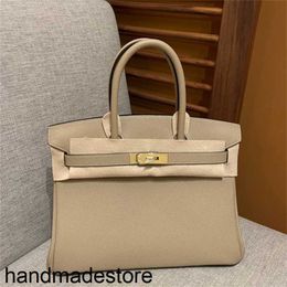 Designer Handbag Platinum All Manual Bag Togo Leather Bk Bag Windbreaker Grey Gold Button Lychee Pattern Fashion Handbag 30cm