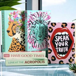 Other Table Decoration Accessories Decorative Book Colorful Abstract Animals Storage Box Coffee Gift Decor Lion Flamingo Fake Books Shooting Prop YQ240125