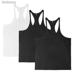 Men's Tank Tops 3pcs 100% Cotton Men's Tank Tops GYM O-neck Clothing Affordable Sleeveless Shirt for Bodybuilding Comfortable Y Back FitnessL240124