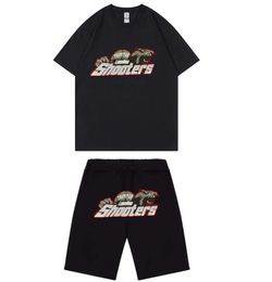 2024 new casual short sleeved shorts set red black tiger head printed T-shirt Couple costume Fashion Brand Clothes5676