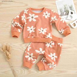 Clothing Sets 0-18M Baby Girls Sweatshirt and Trousers Suit Fashion Flower Long Sleeve Tops Long Pants 2Pcs Fashion Clothing