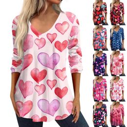 Women's T Shirts 3/4 Sleeve For Women Retro Print Graphic Tees Blouses Casual Plus Size Basic Tops Pullover Comfortable Eye-Catching